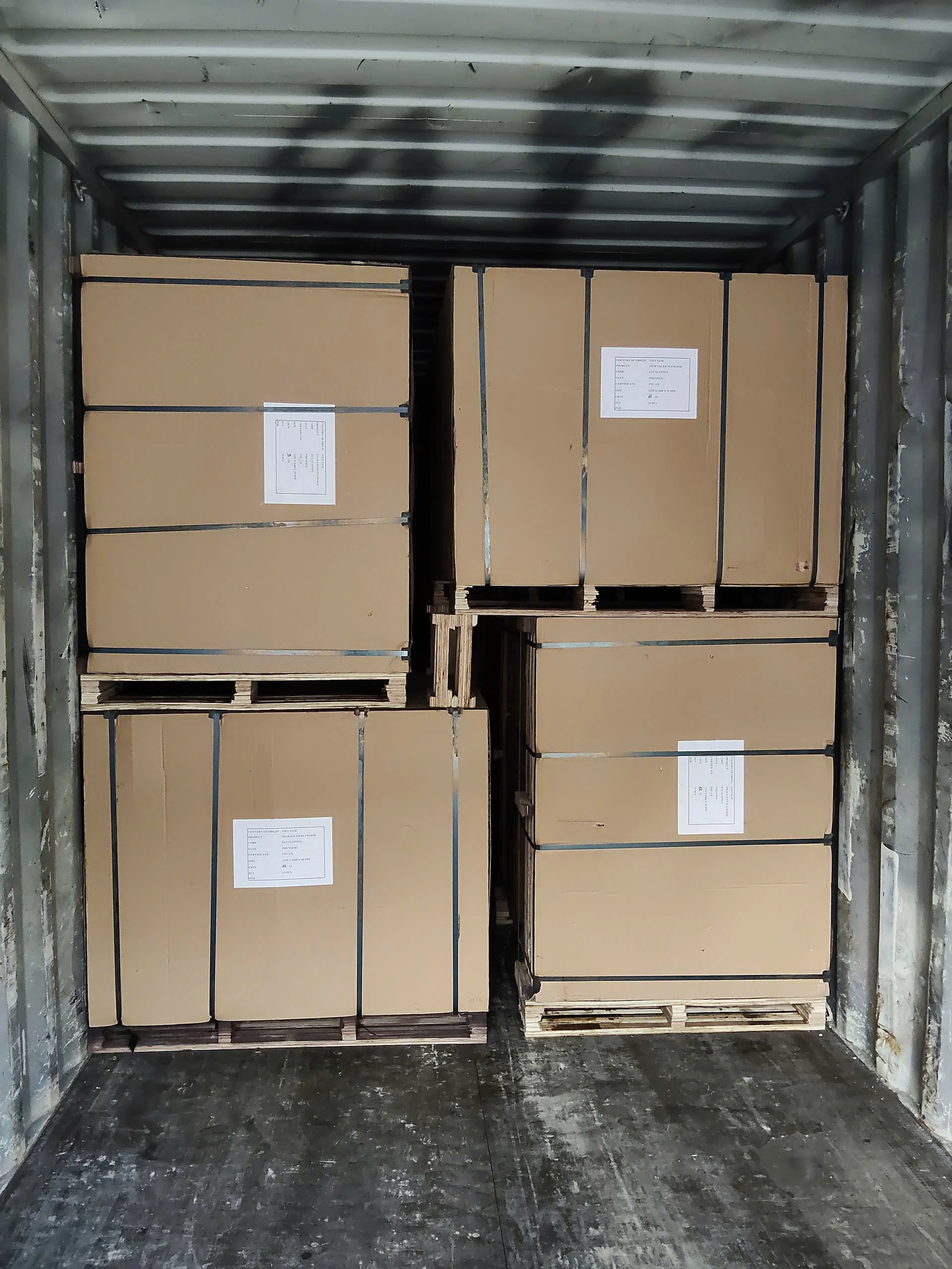 Styrax core plywood container packing 18 pallets per 40HC HCPLY Vietnam