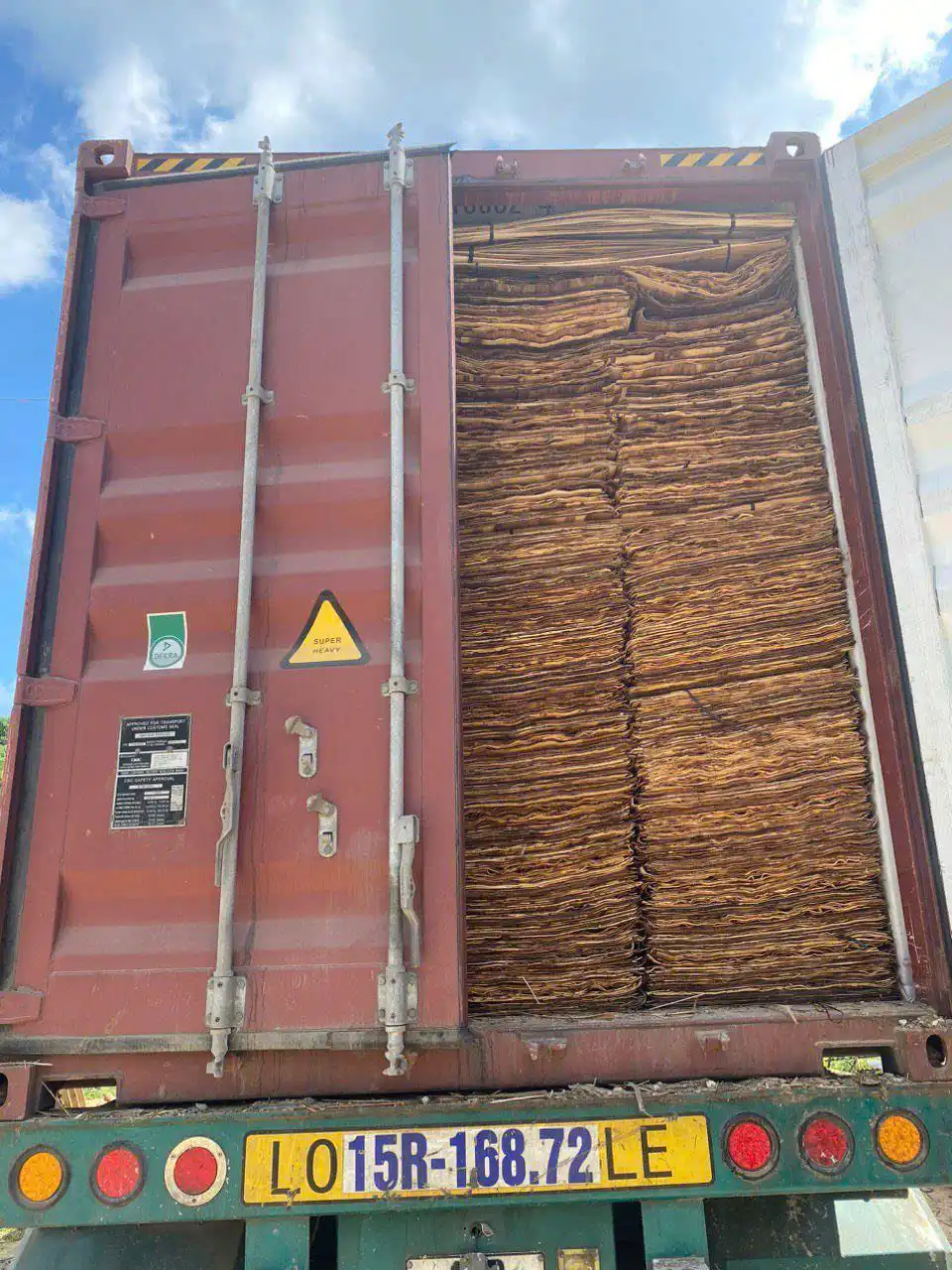 Vietnam plywood export container loading — 40HC container ready for international shipping, HCPLY factory