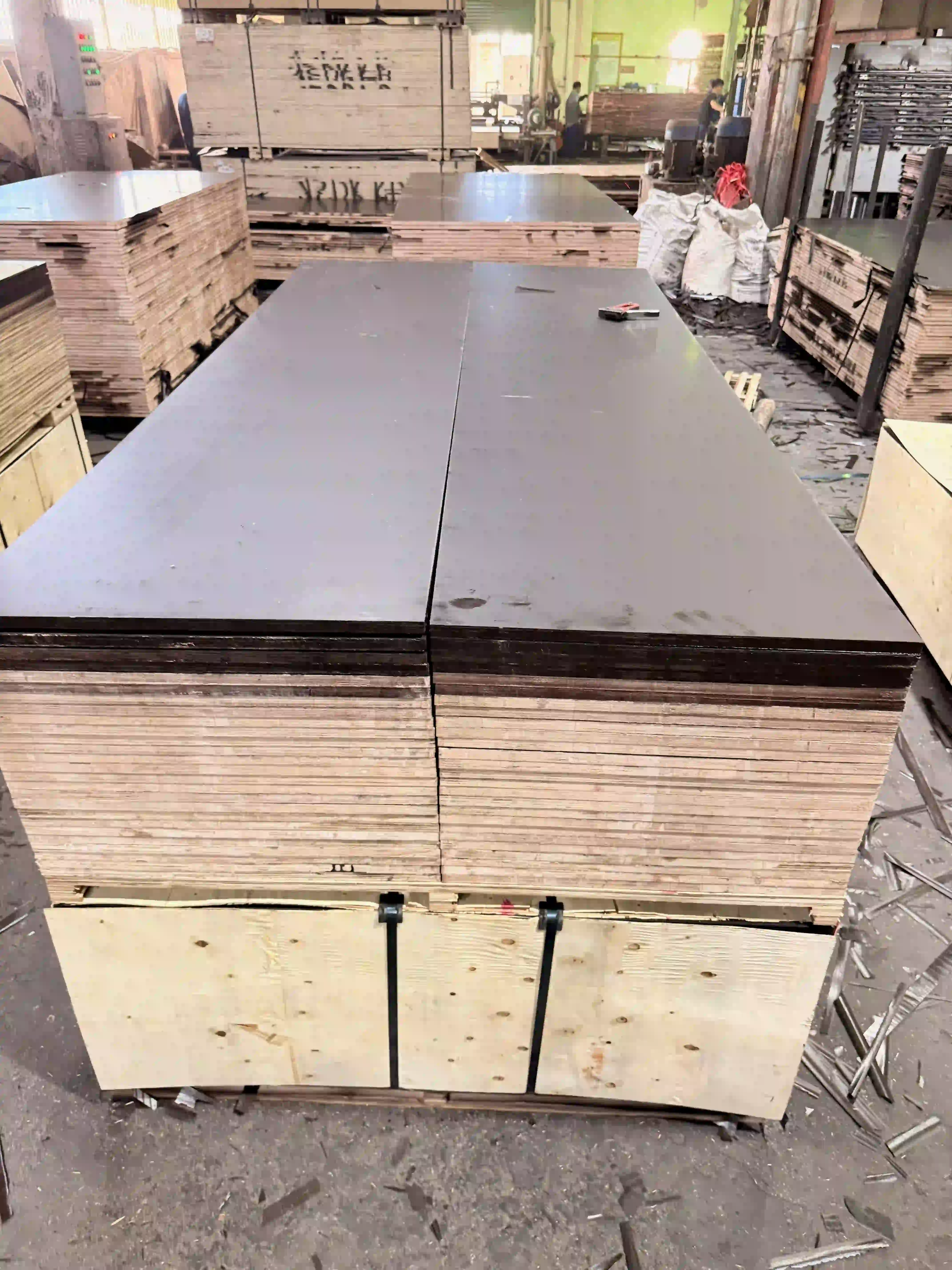 Plywood pallet strapping before container loading Vietnam HCPLY export