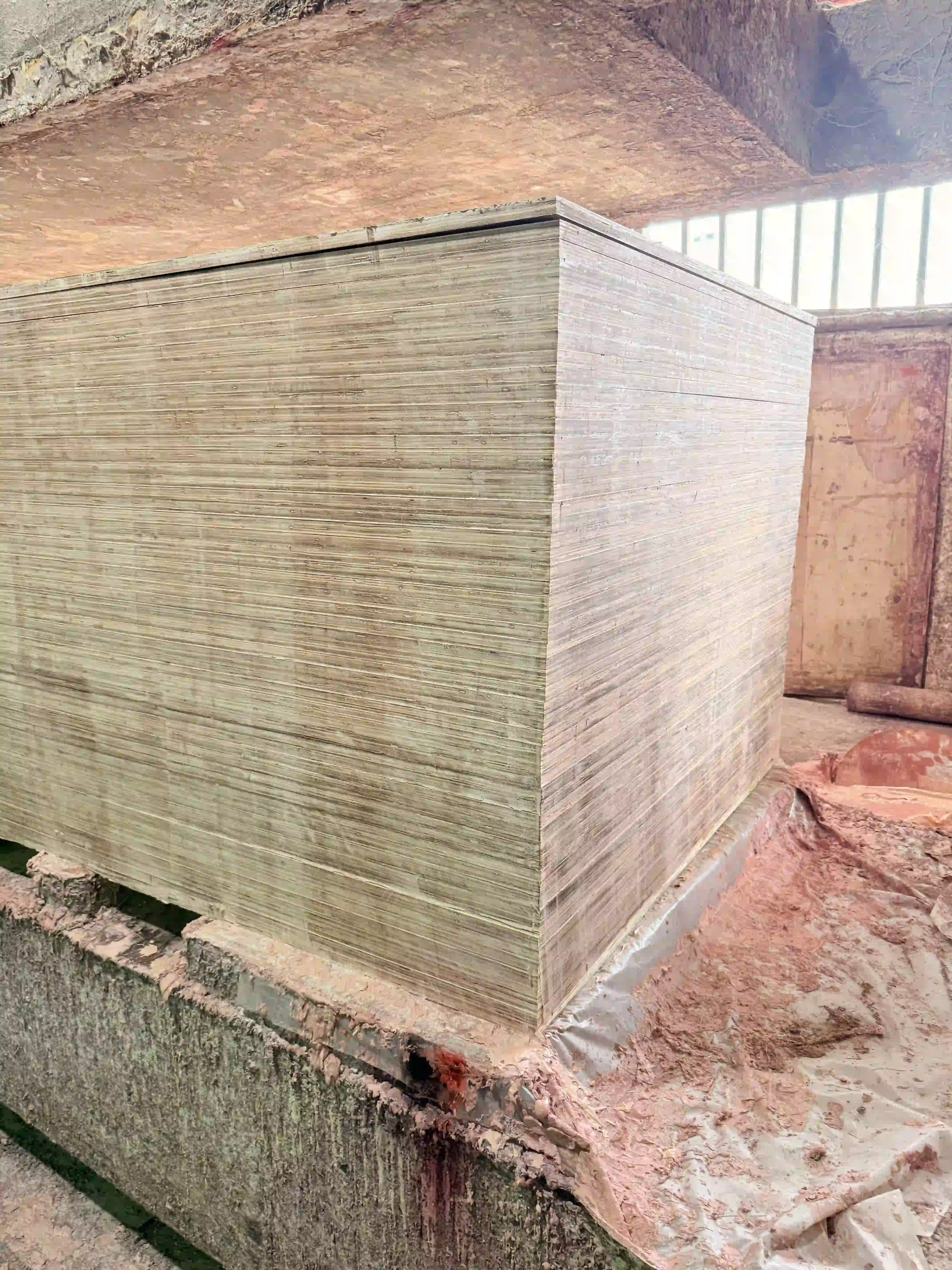 QC edge inspection — plywood quality control at Vietnam factory hcply