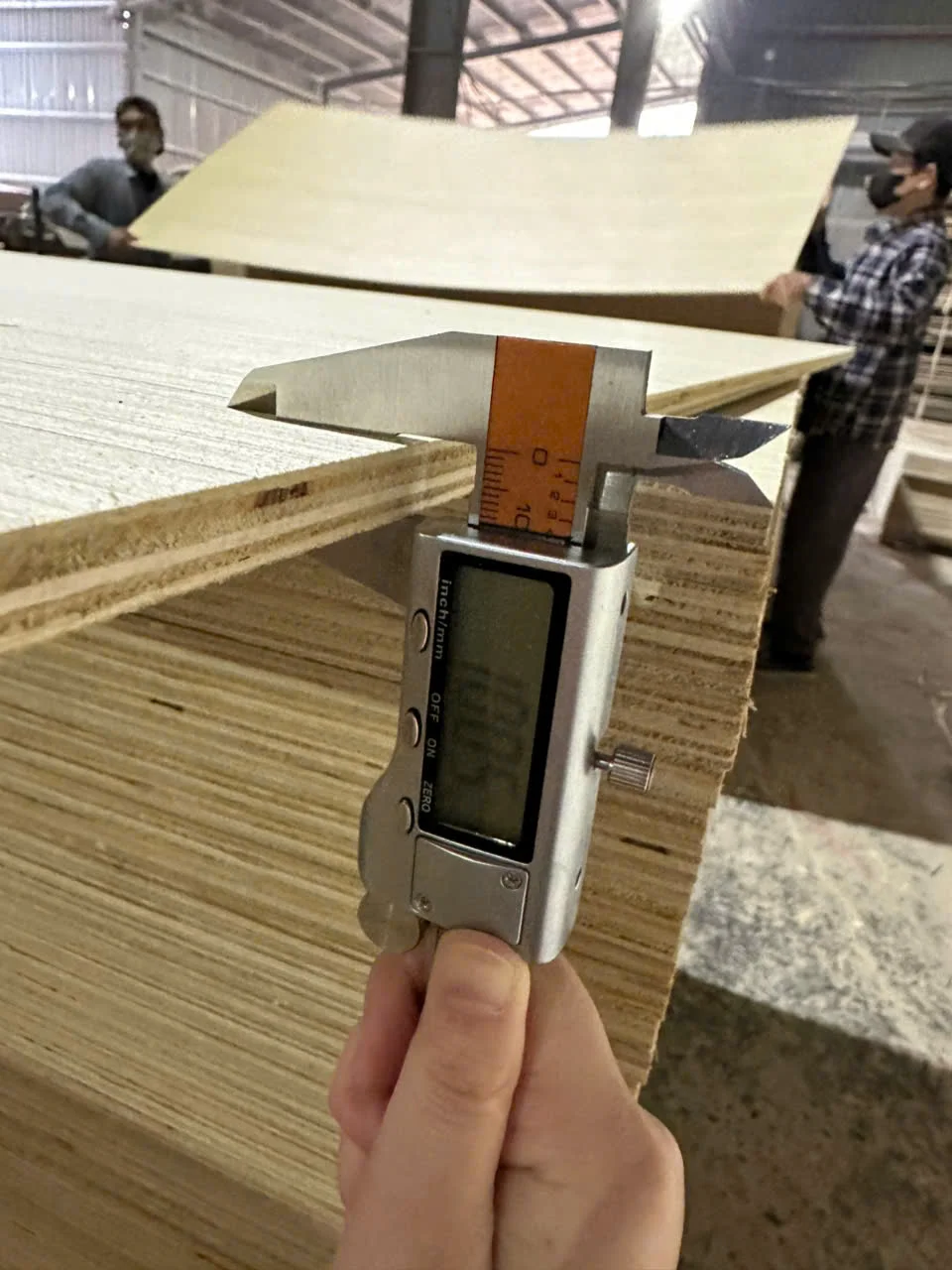 plywood qc thickness inspection vietnam export factory hcply 15mm panel