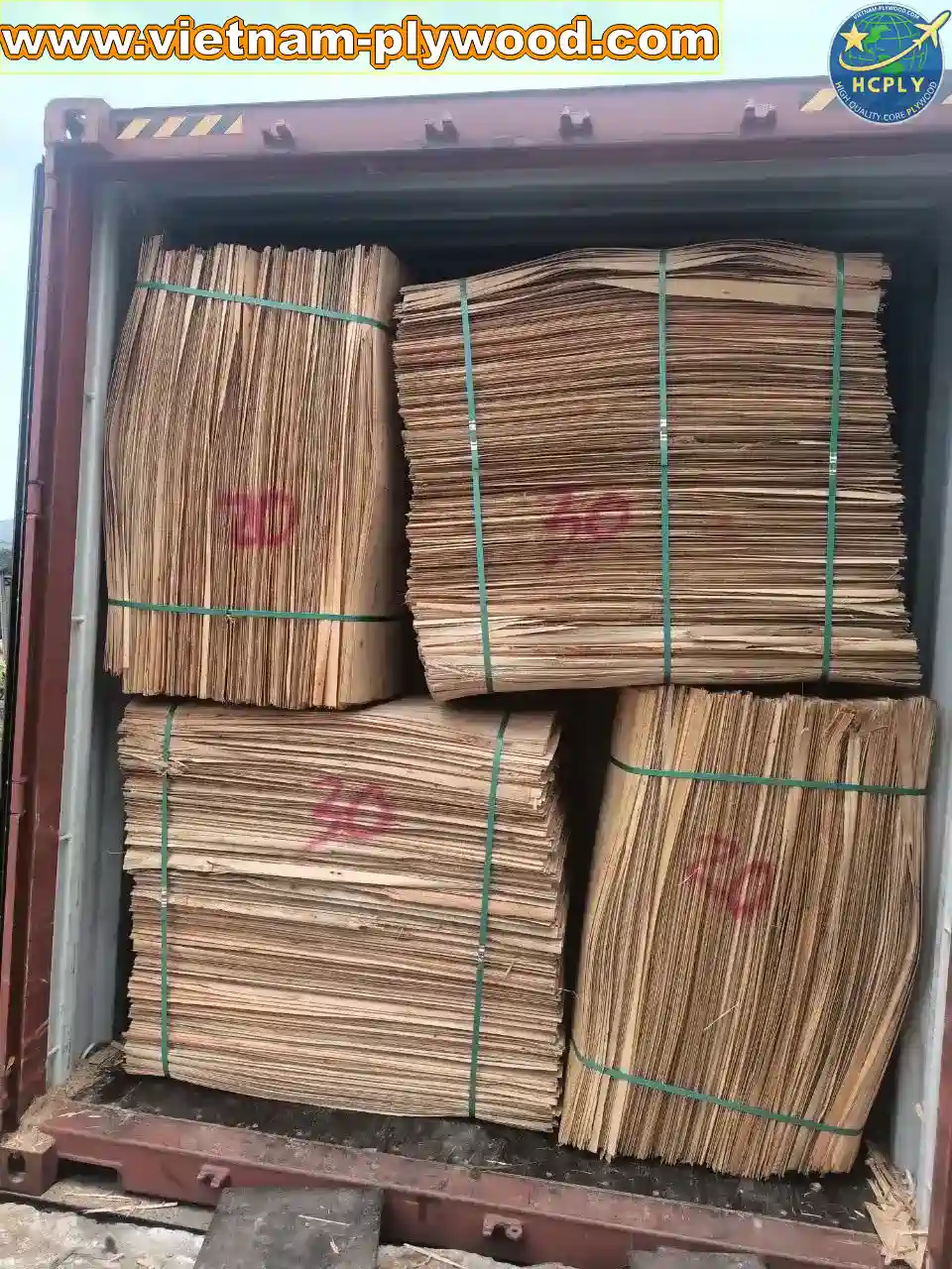 loading core veneer into export container vietnam hcply