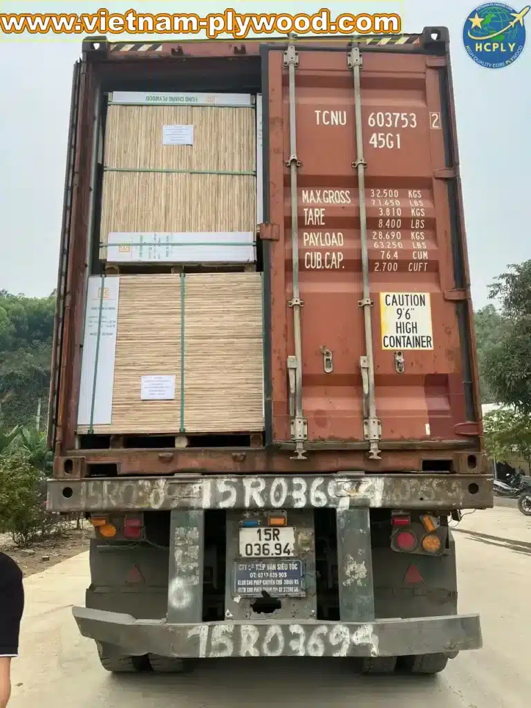 loading plywood boards hc container vietnam hcply