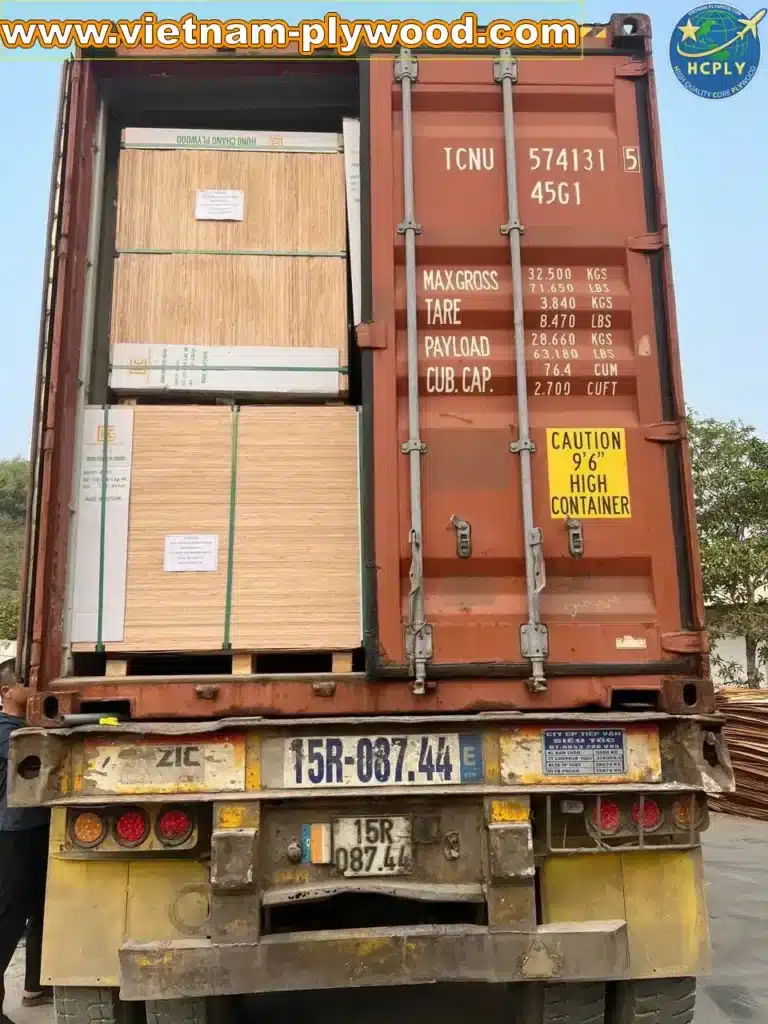 loading plywood boards hc container vietnam hcply