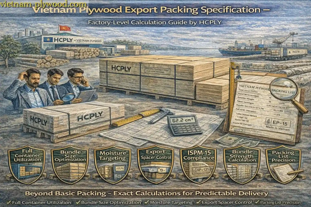 Vietnam Plywood Export Packing Specification – Factory Level Calculation Guide by HCPLY